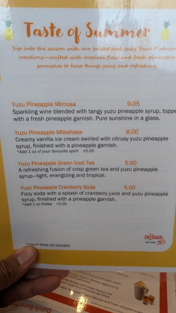 Menu, De Dutch