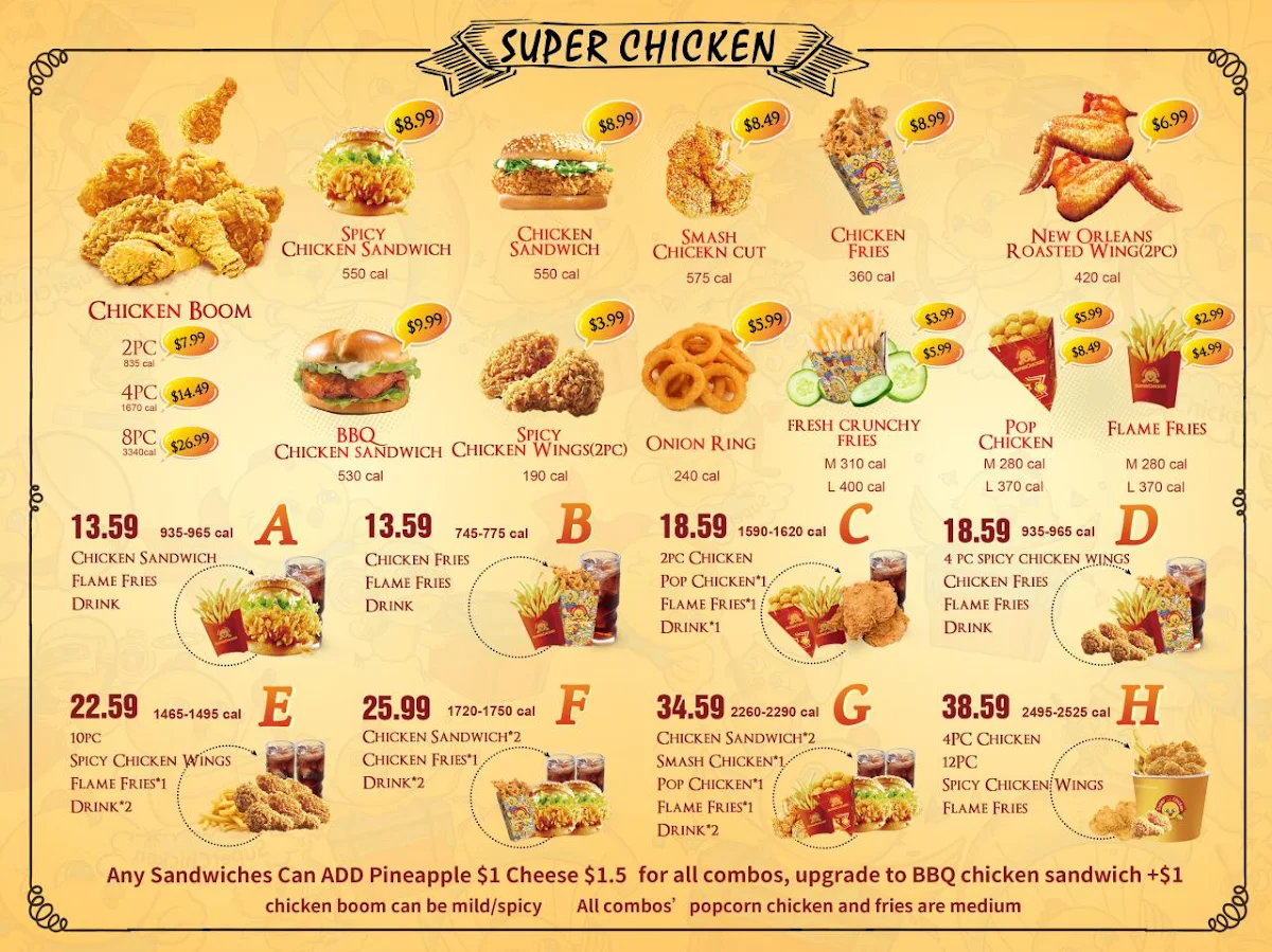 Menu, Super Chicken 轰炸鸡