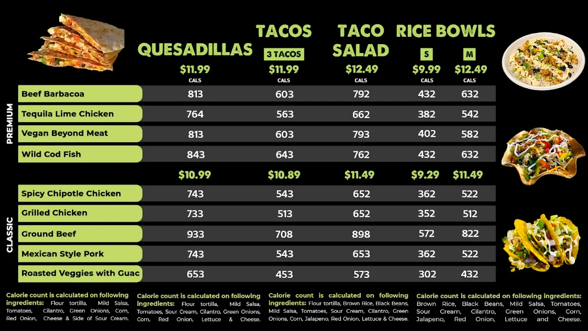 Menu, Burrito Guyz Haliburton