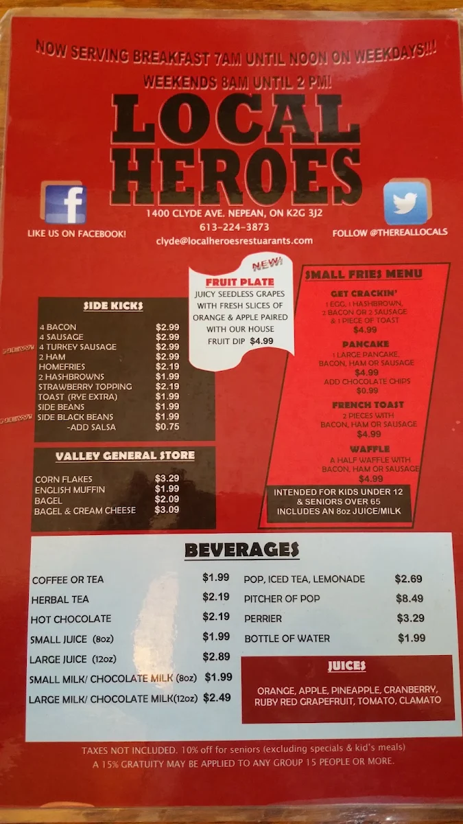 Menu, Local Heroes