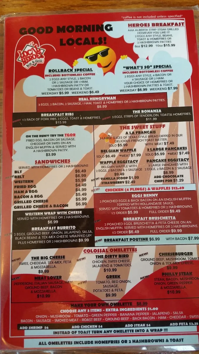 Menu, Local Heroes