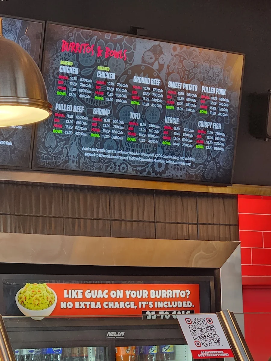 Menu, Fat Bastard Burrito Co.
