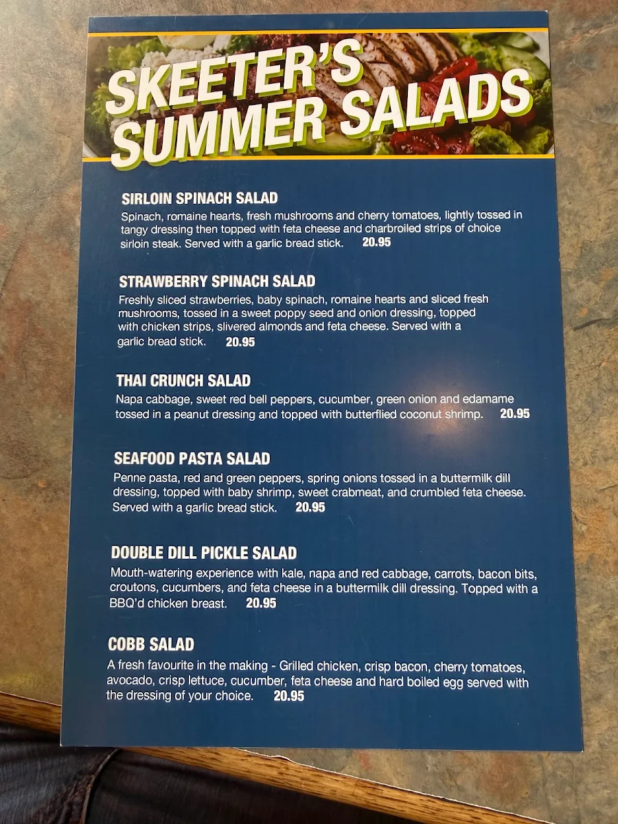 Menu, Skeeter Barlow's Grill & Bar
