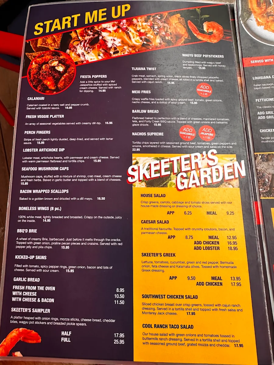 Menu, Skeeter Barlow's Grill & Bar