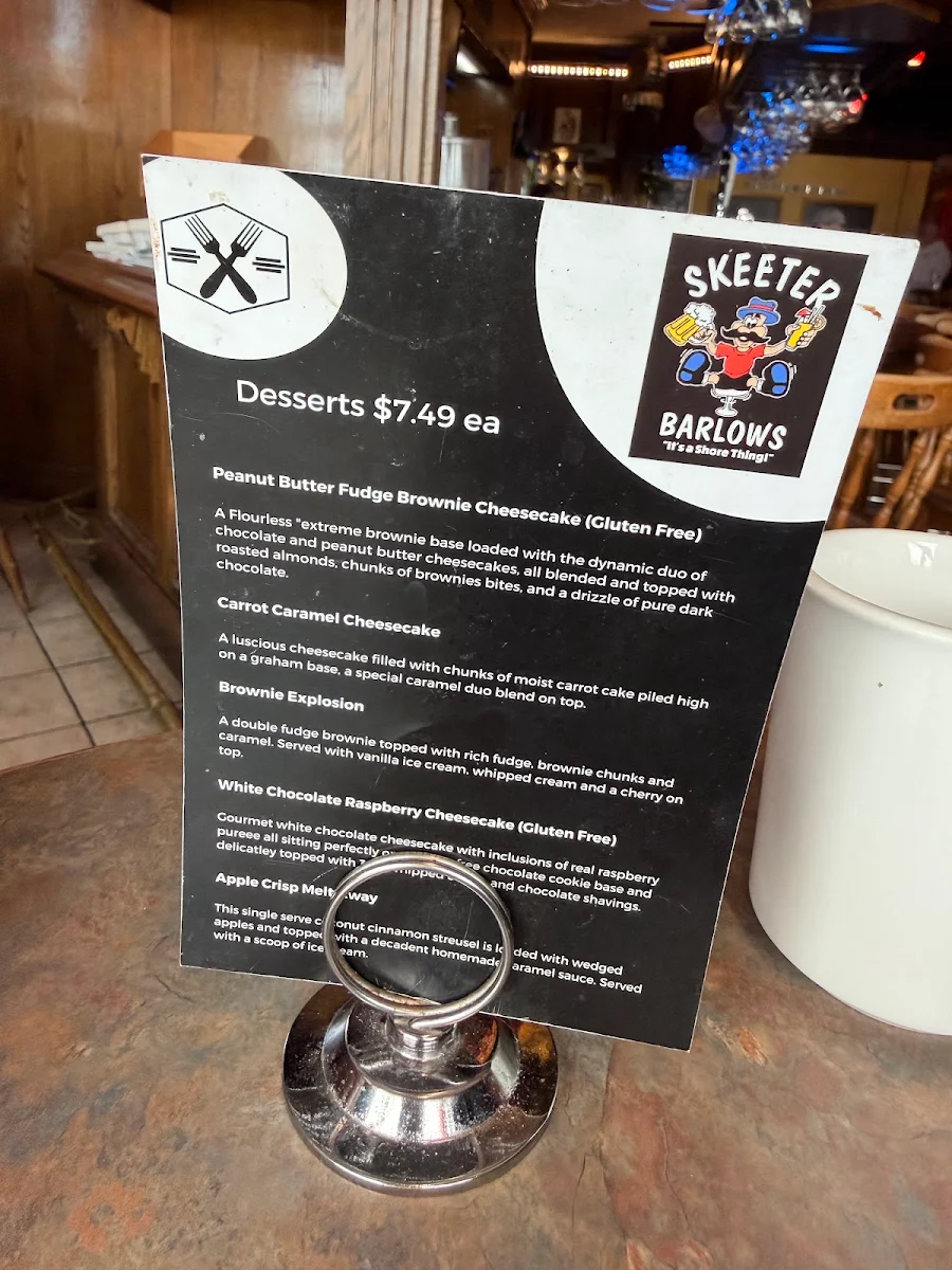 Menu, Skeeter Barlow's Grill & Bar