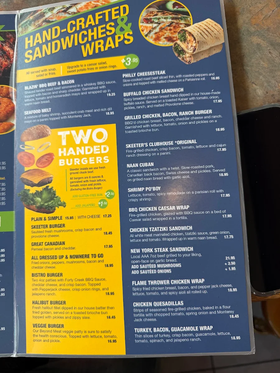 Menu, Skeeter Barlow's Grill & Bar