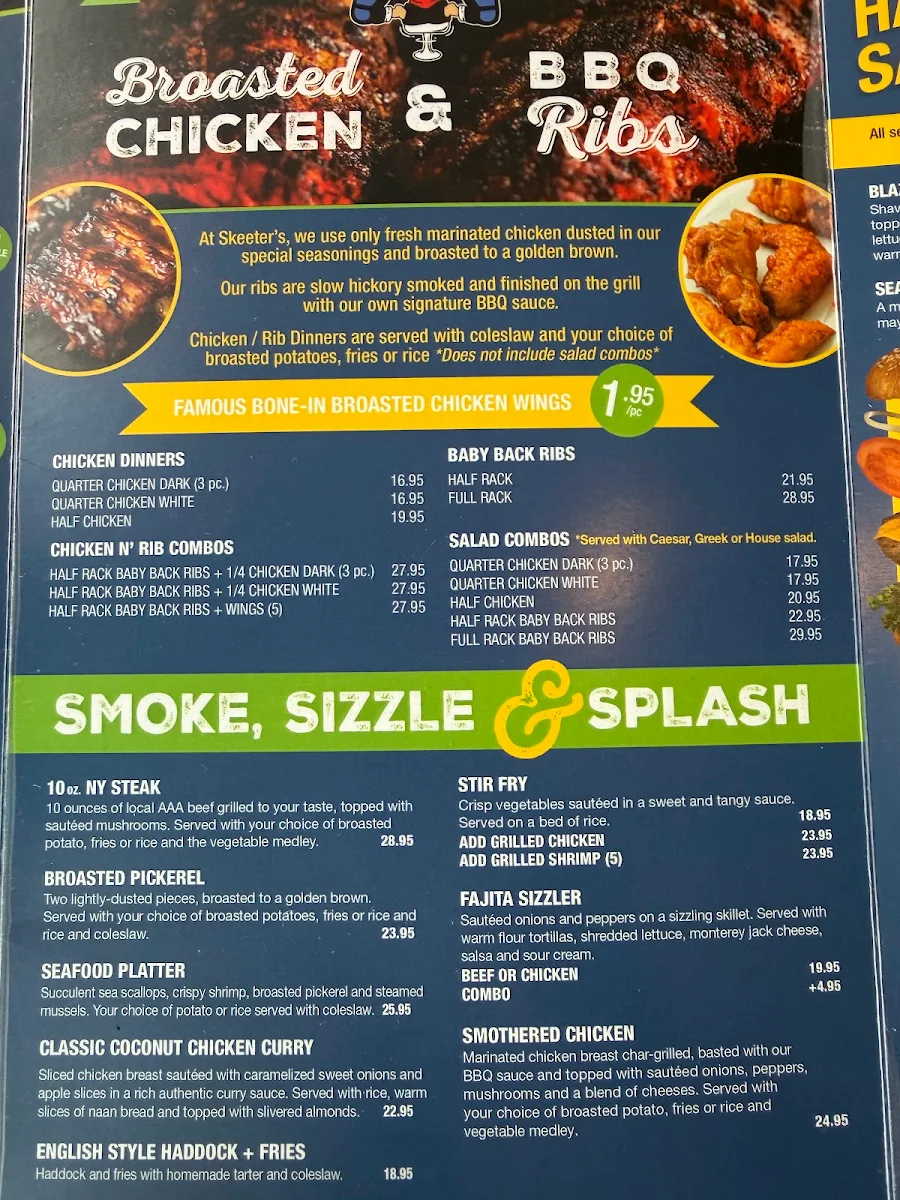 Menu, Skeeter Barlow's Grill & Bar