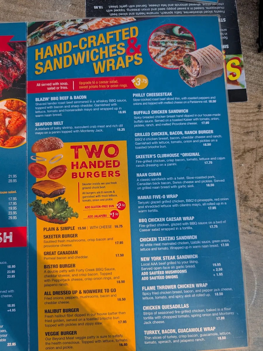 Menu, Skeeter Barlow's Grill & Bar