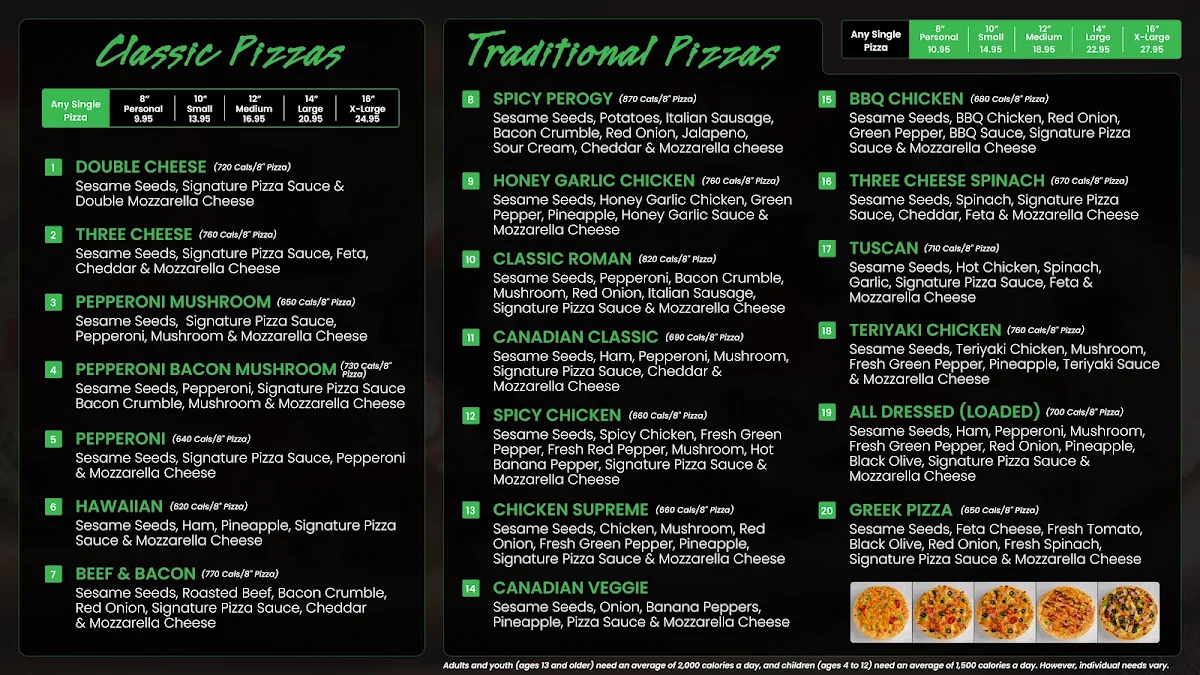 Menu, Red Swan Pizza - Fort Erie
