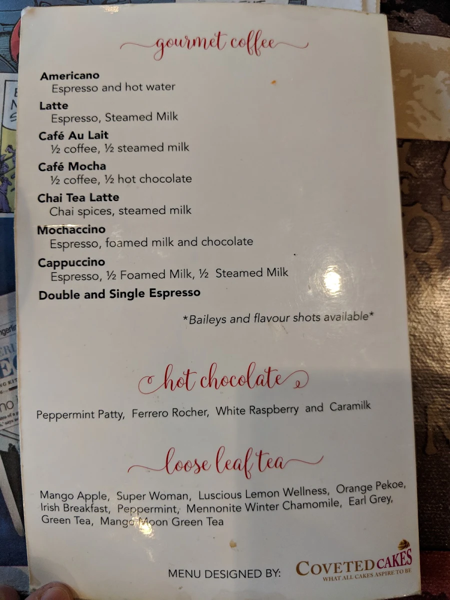 Menu, The Java Garden Cafe & Eatery