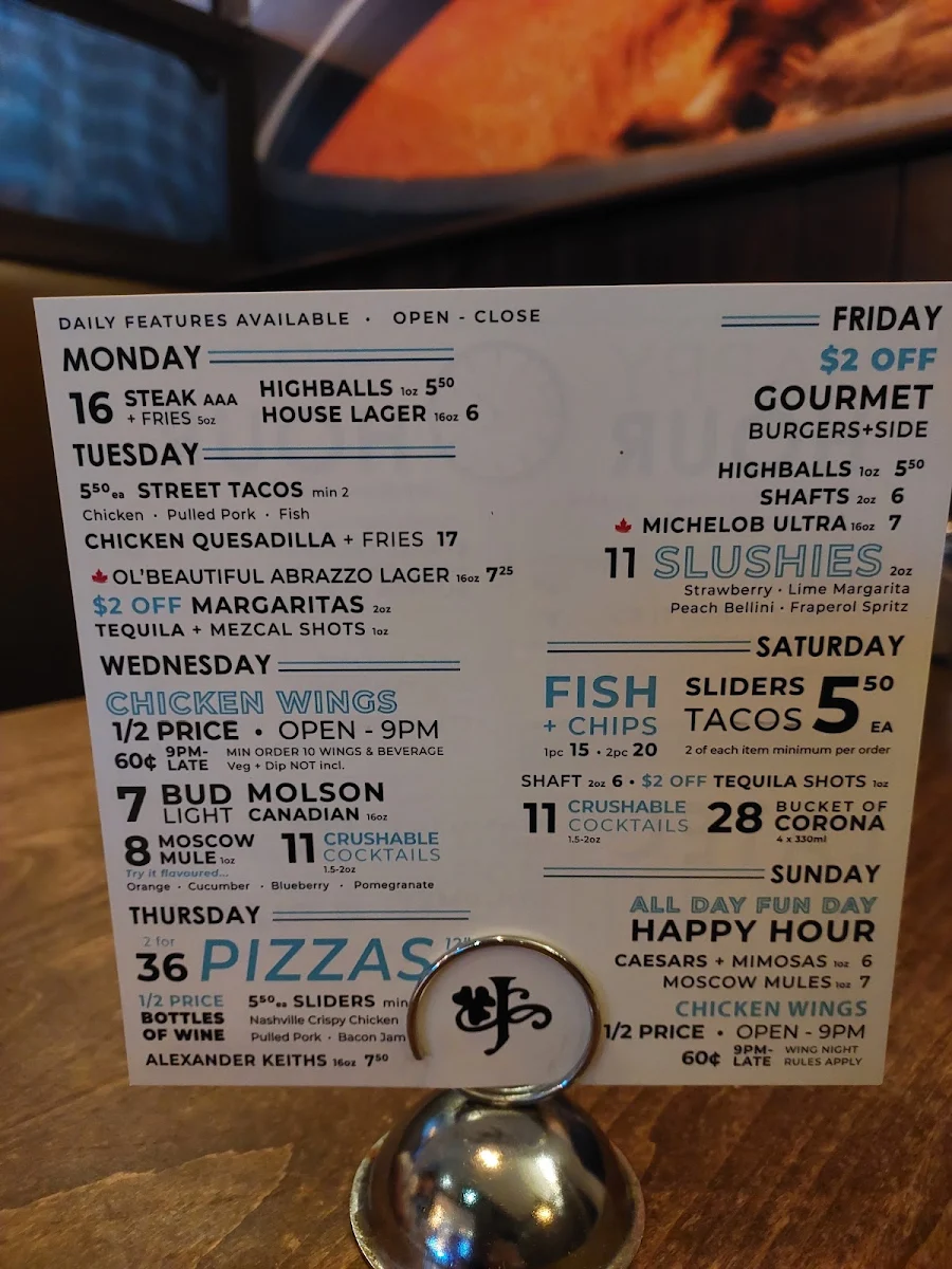 Menu, Jamesons Pub - 17th Ave