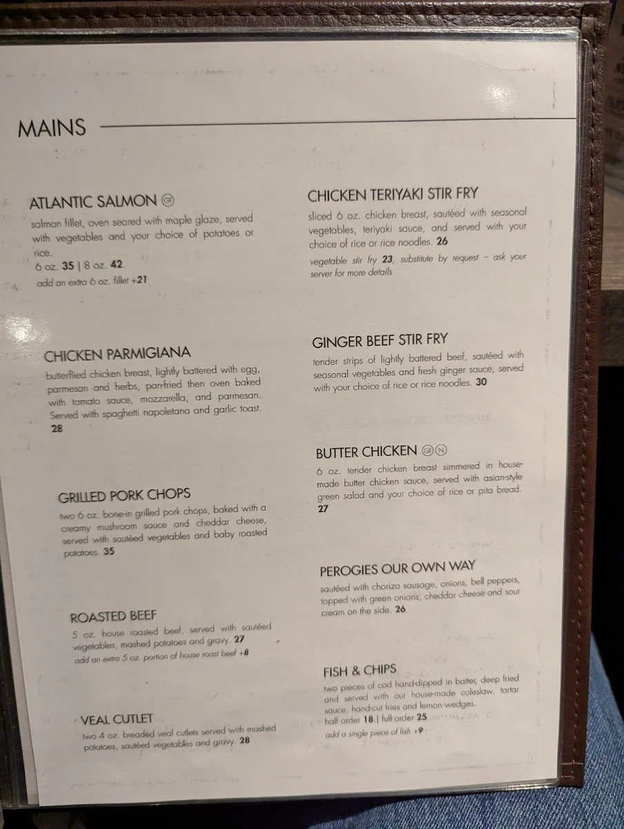 Menu, One Restaurant