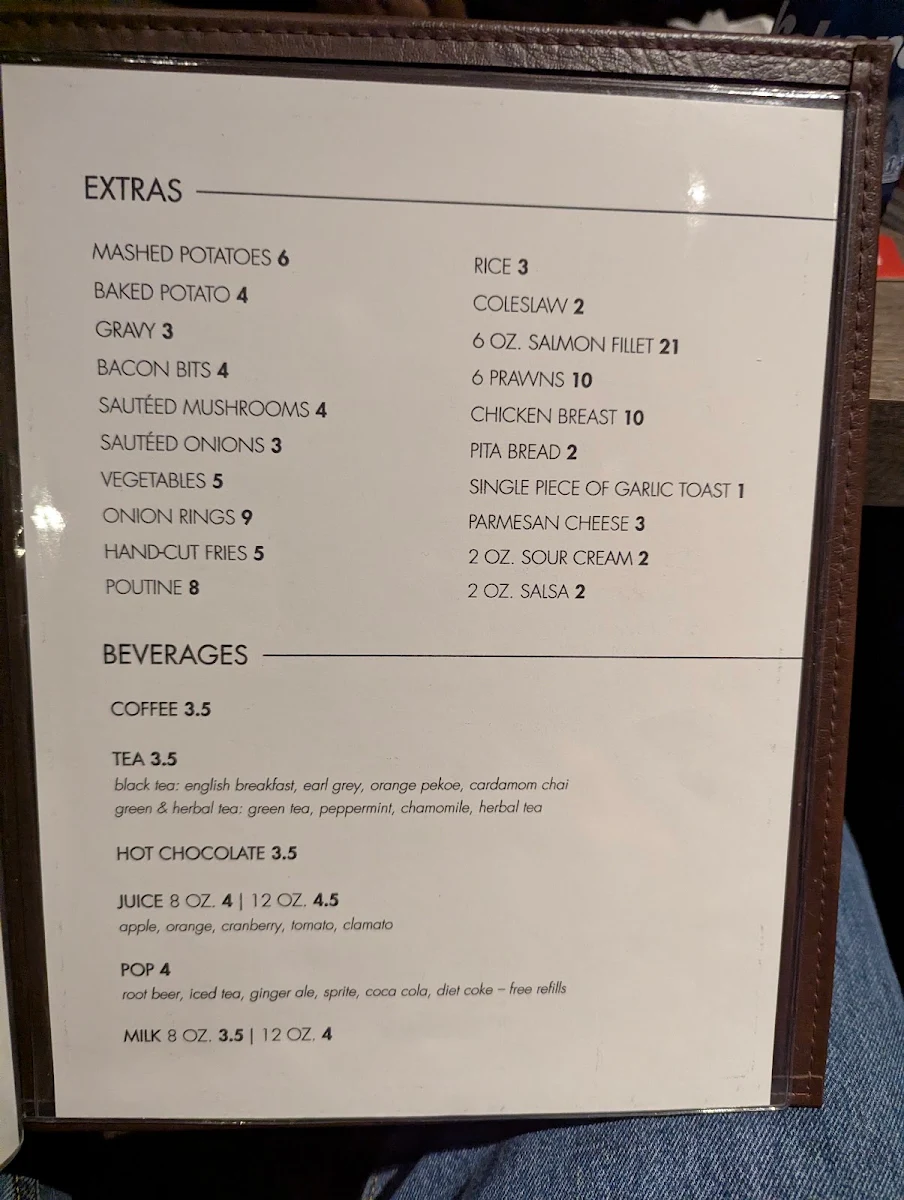 Menu, One Restaurant