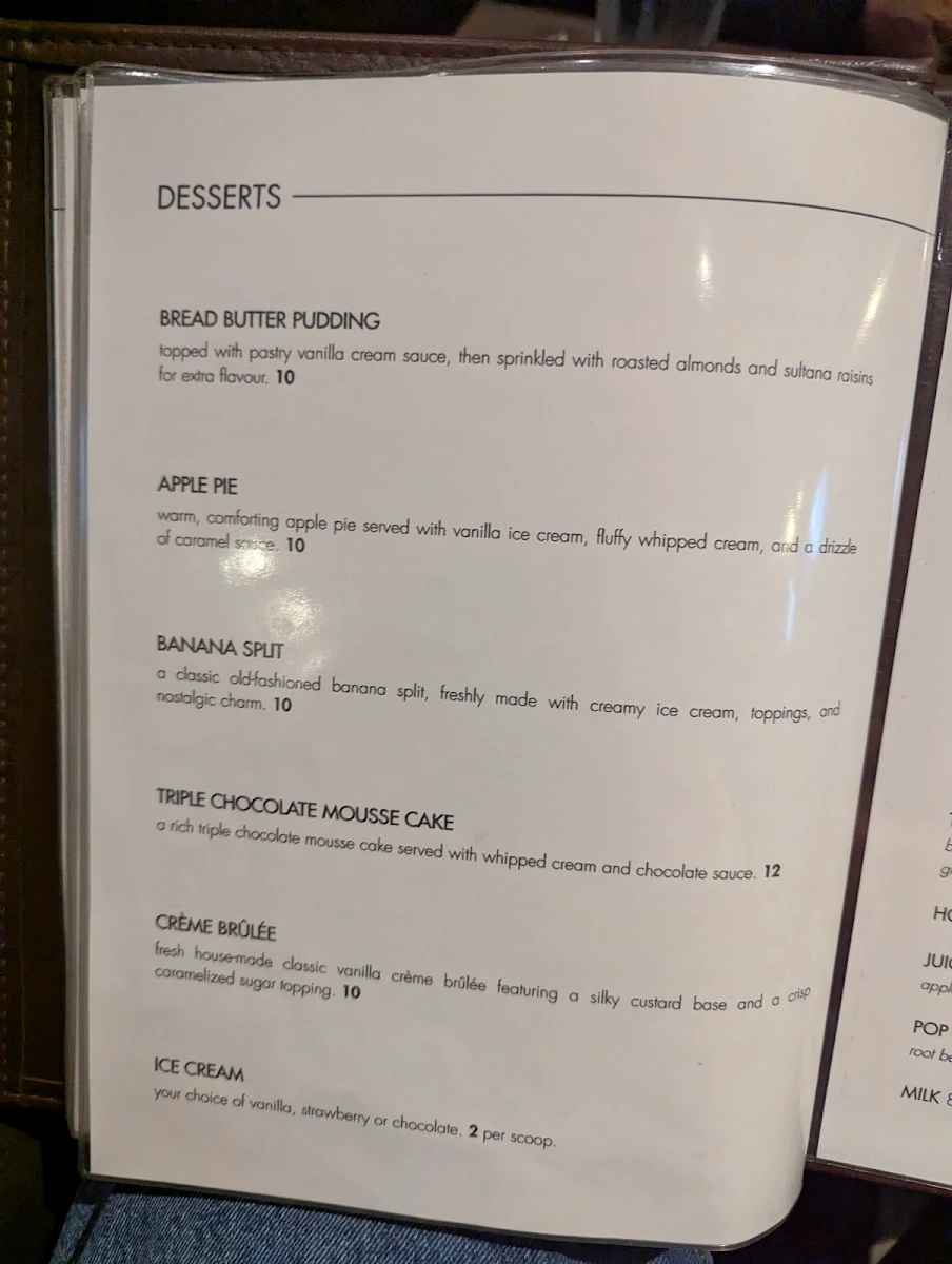 Menu, One Restaurant