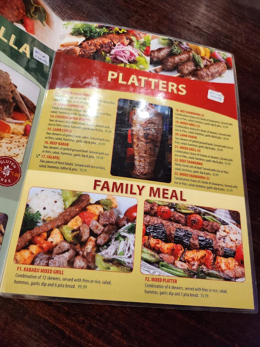 Menu, Kababji Grill