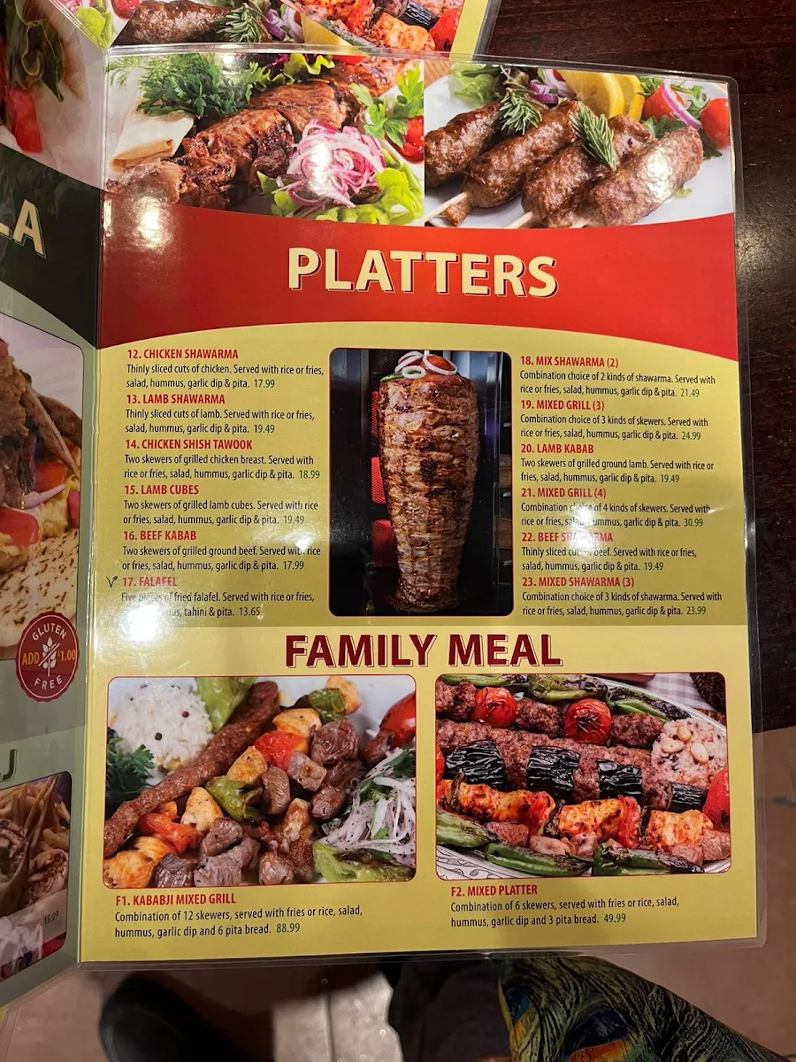 Menu, Kababji Grill