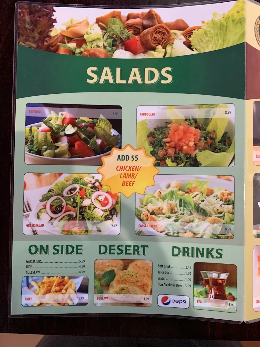 Menu, Kababji Grill