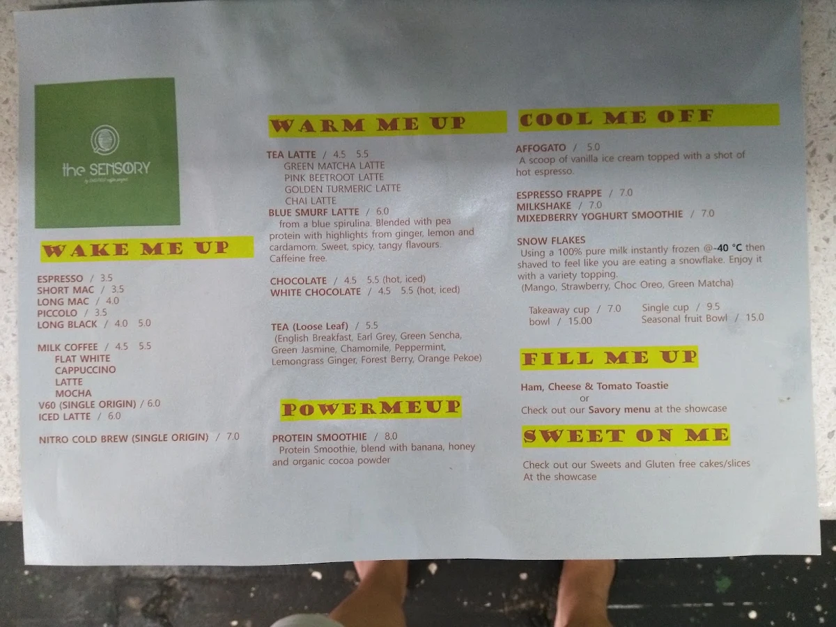 Menu, The Sensory Emerald