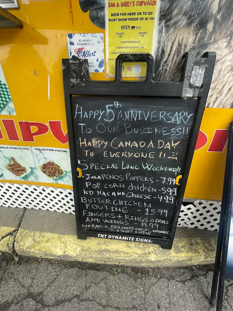 Menu, Sam & Harry's Place Chipwagon