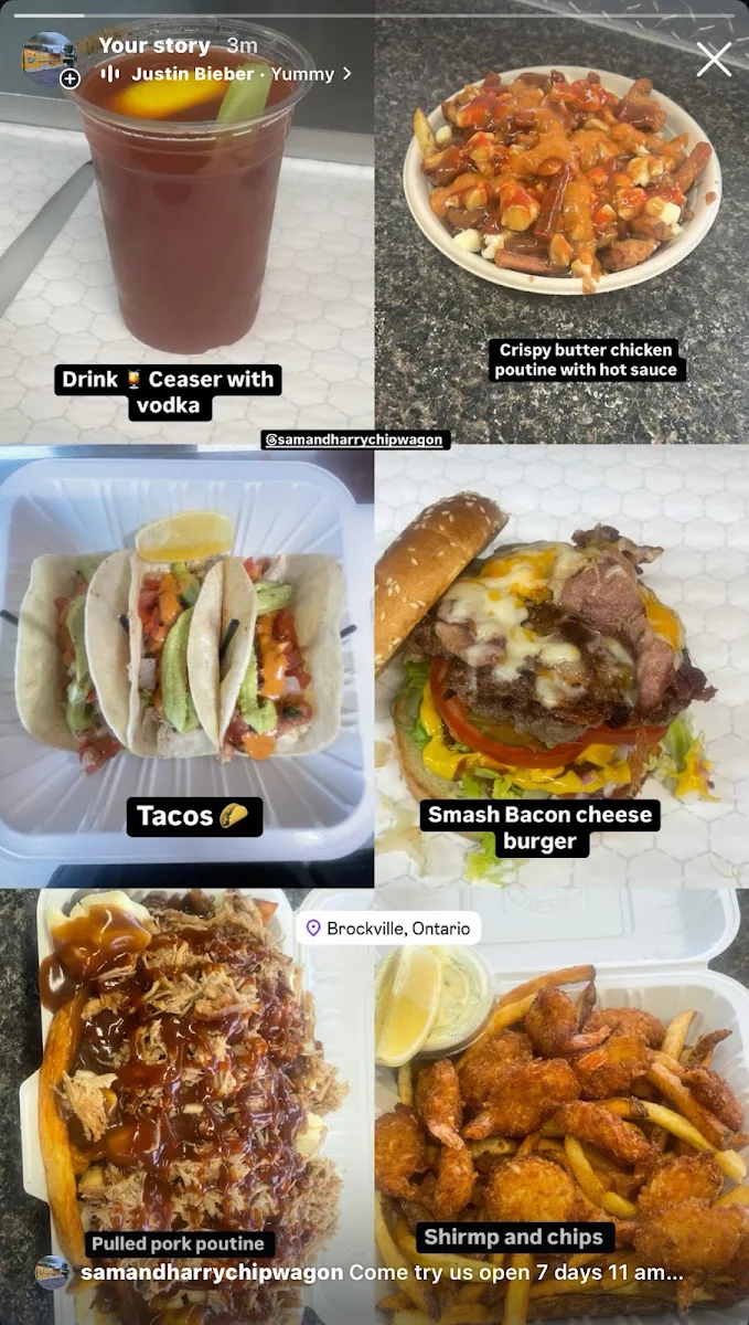 Menu, Sam & Harry's Place Chipwagon
