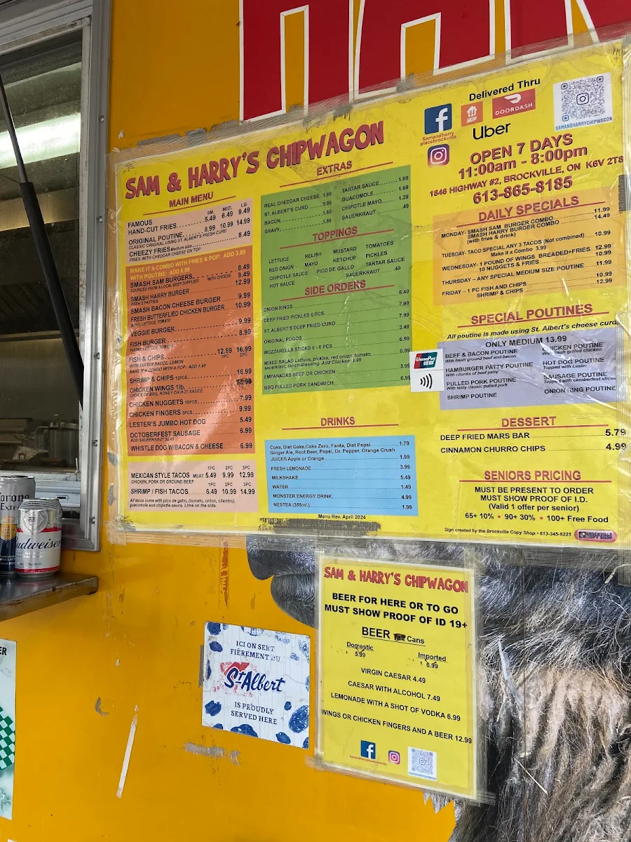 Menu, Sam & Harry's Place Chipwagon