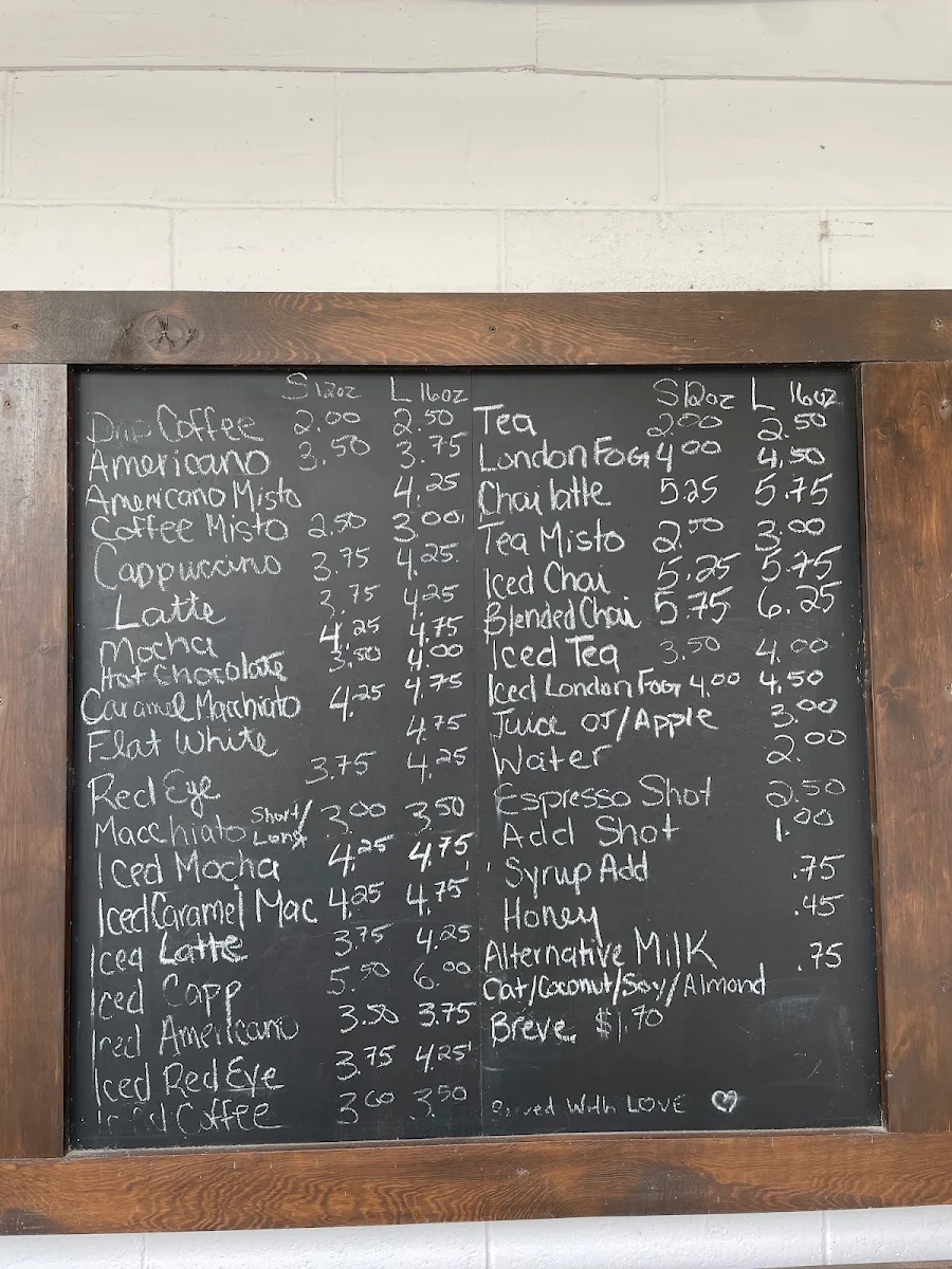 Menu, Junction 3 Coffee House