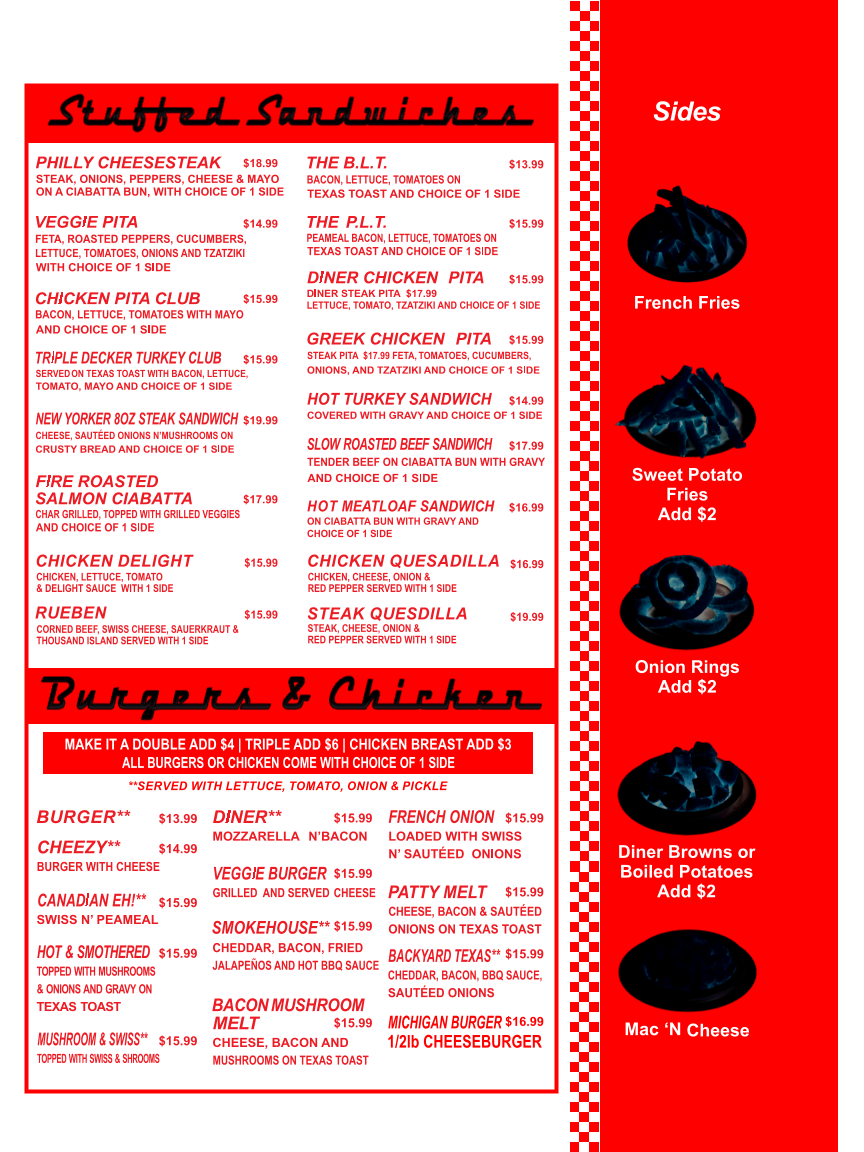 Menu, Michigan Diner (Manning)