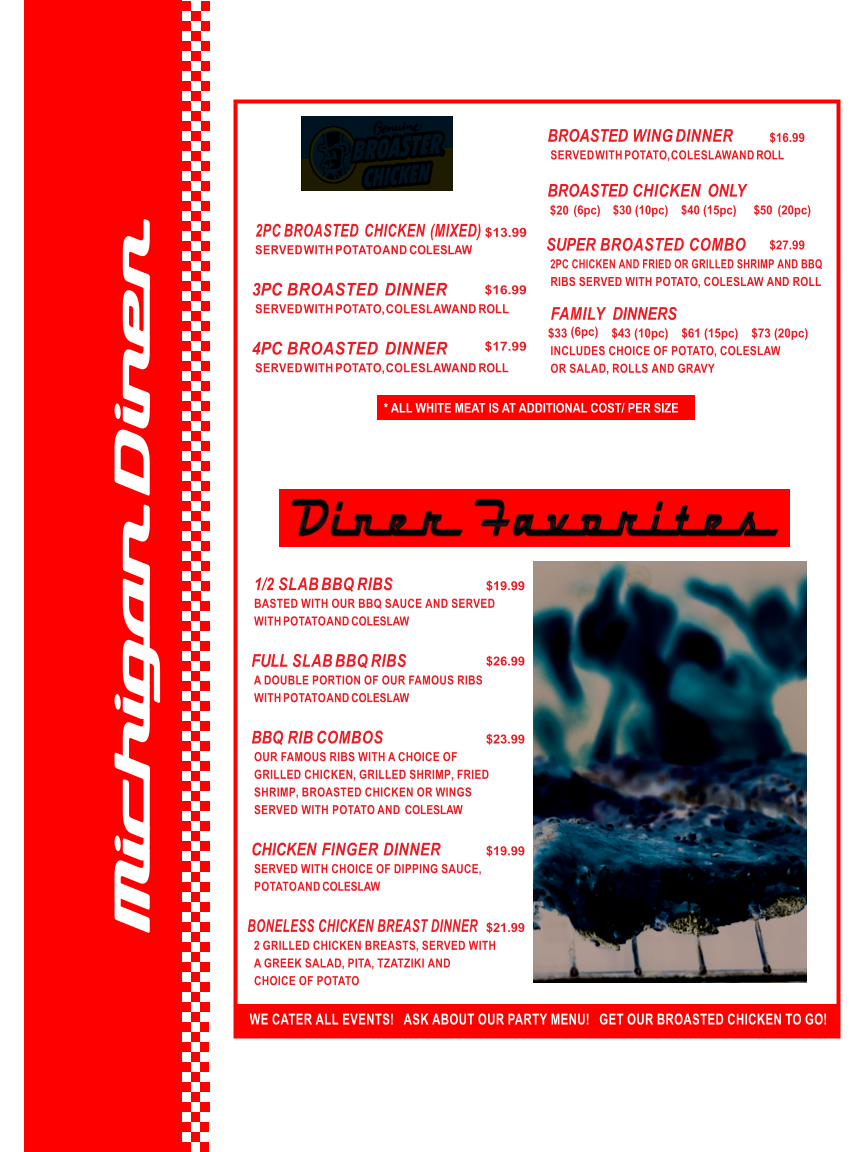 Menu, Michigan Diner (Manning)