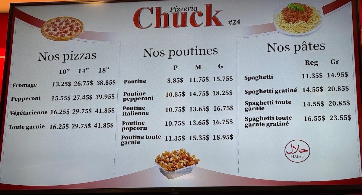 Menu, Pizzeria Chuck 24