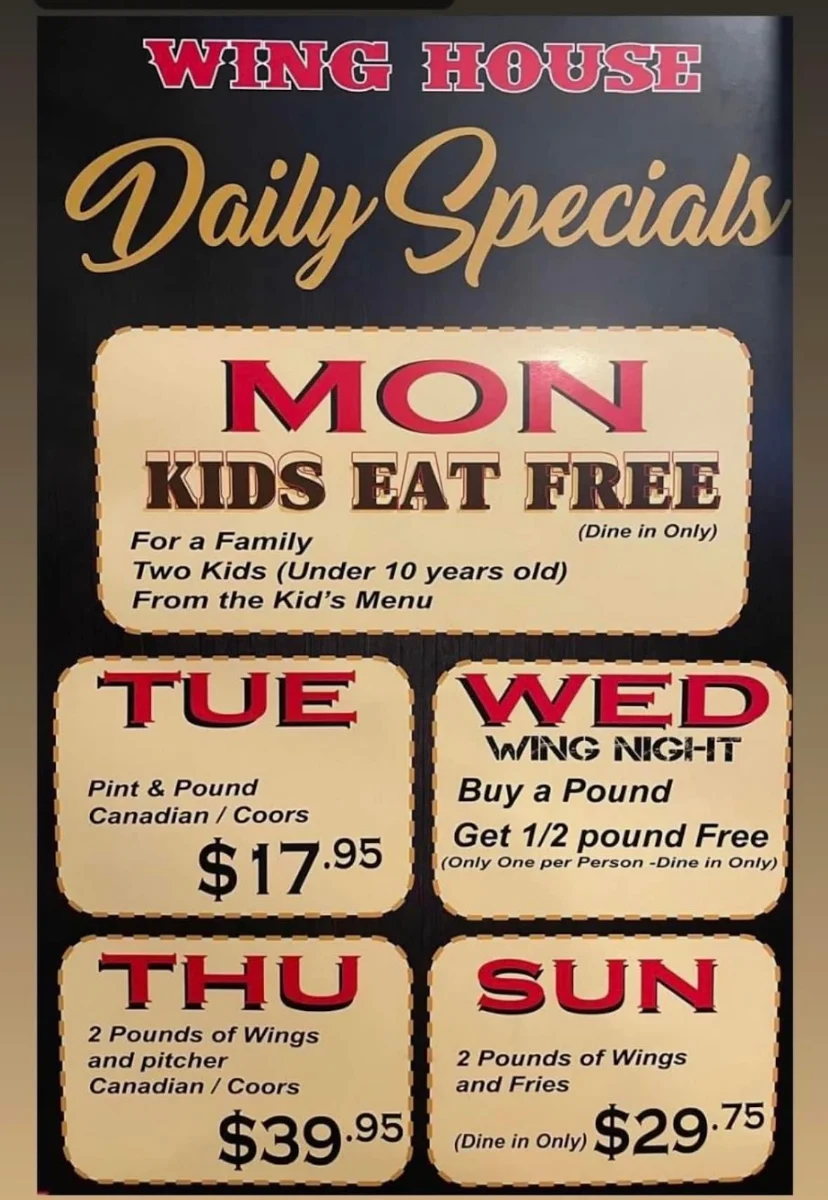 Menu, Wing House