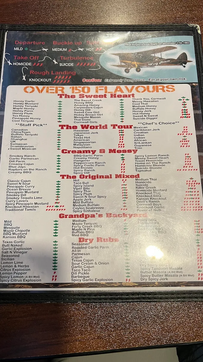 Menu, Wing House