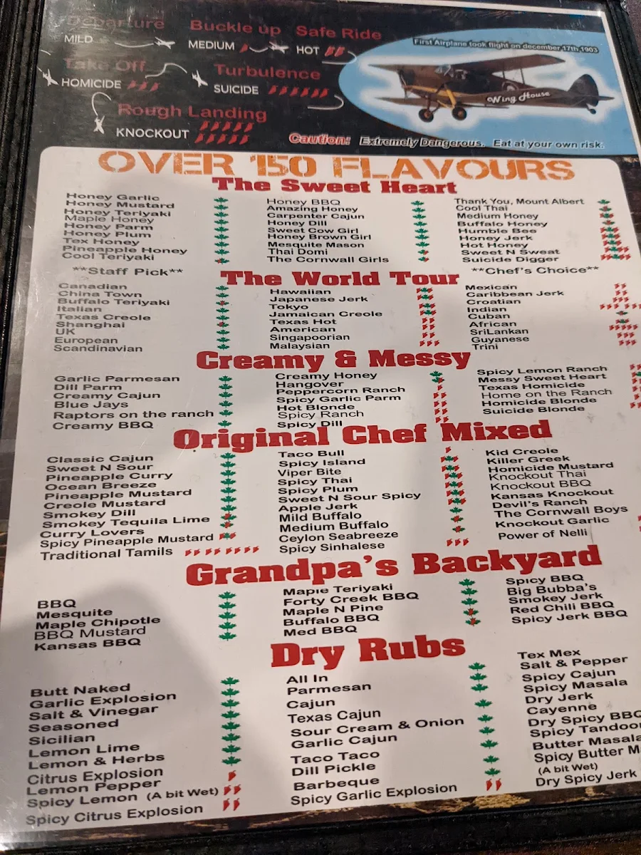 Menu, Wing House
