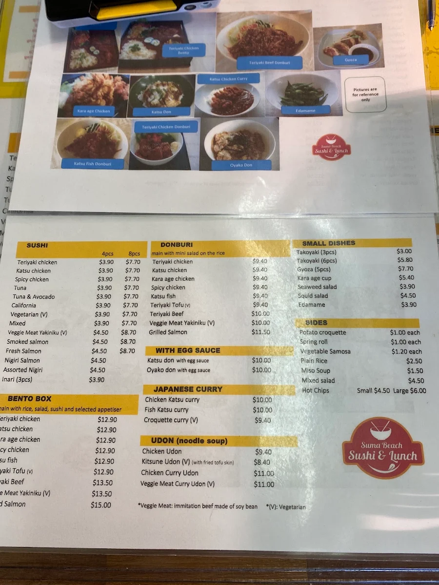 Menu, Suma Beach Sushi & Lunch