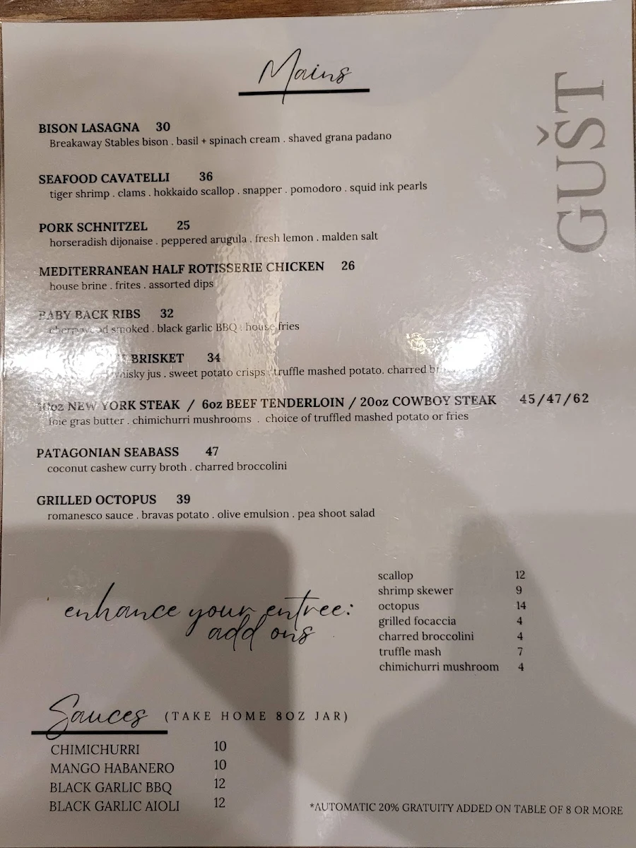 Menu, Gušt