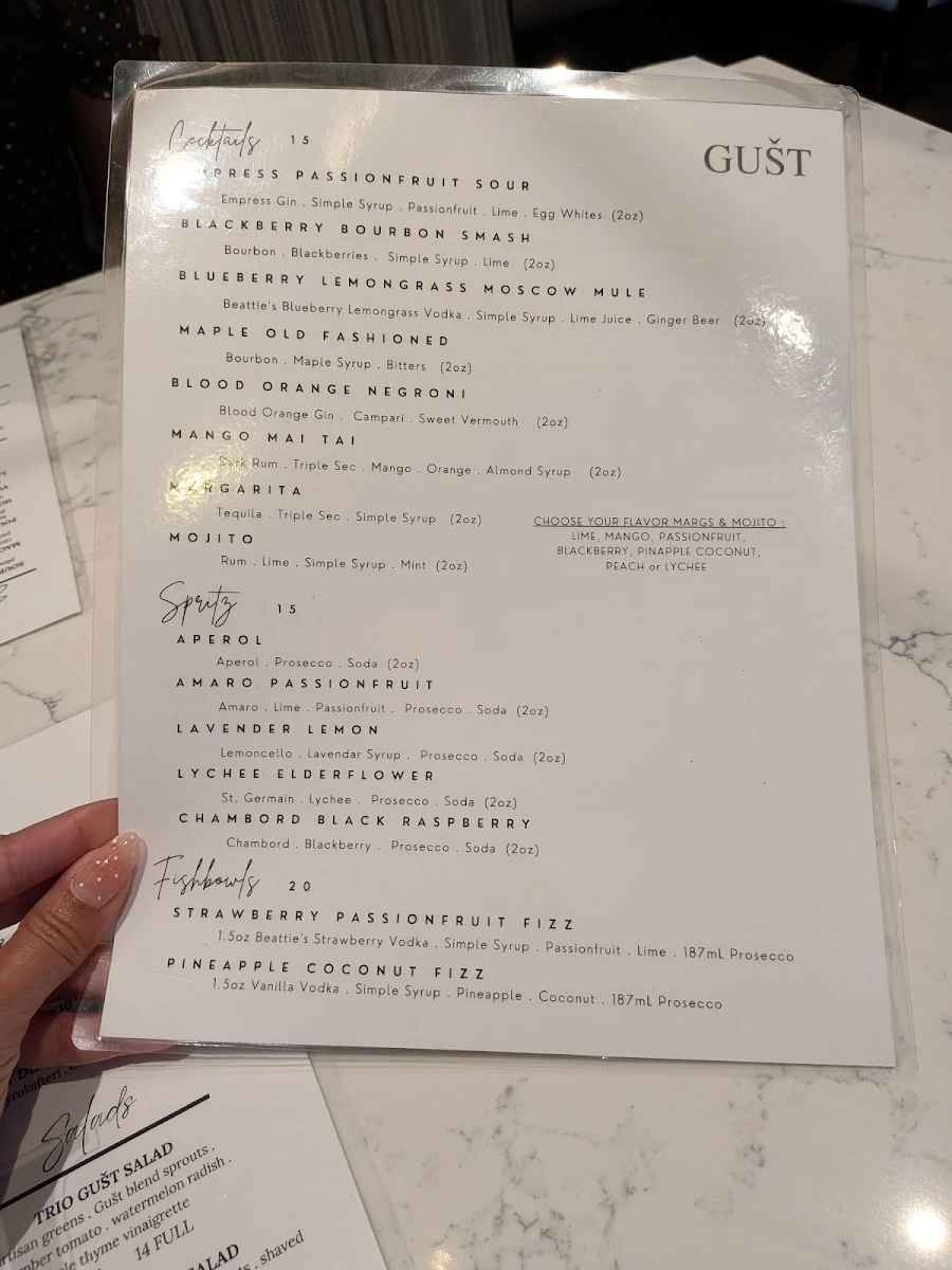 Menu, Gušt