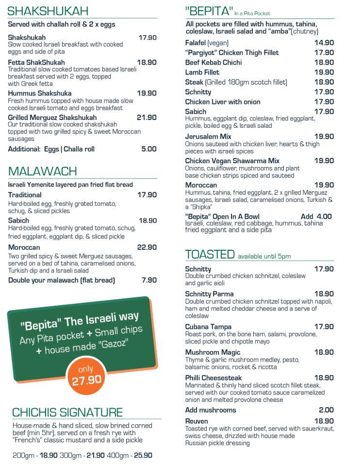 Menu, ChiChi's