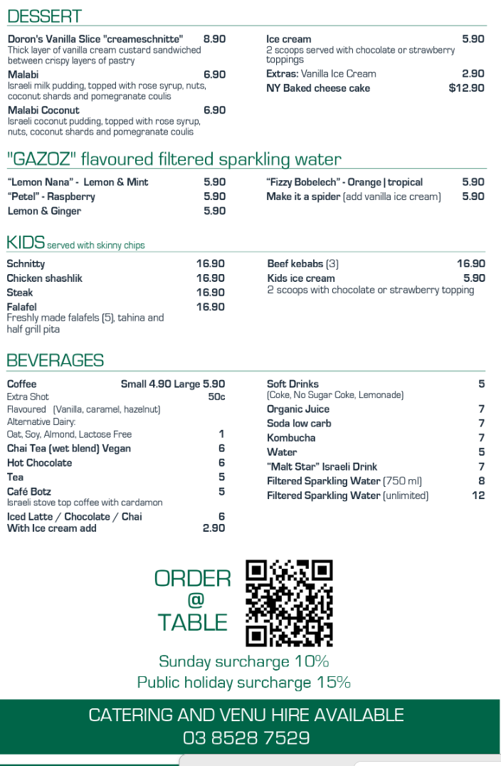 Menu, ChiChi's