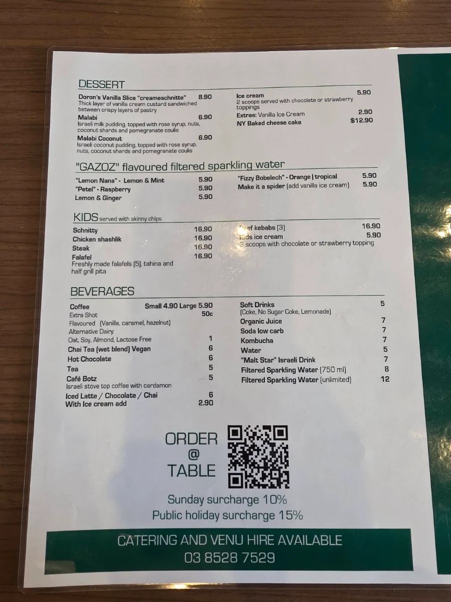 Menu, ChiChi's