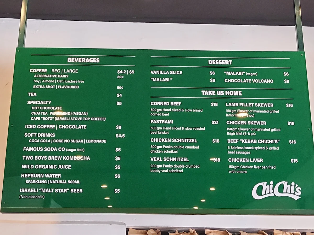Menu, ChiChi's