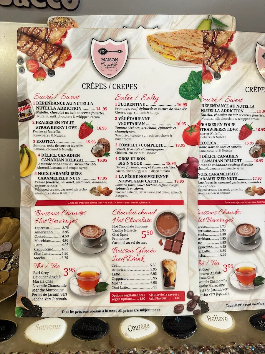 Menu, Crêperie Maison Bagatelle