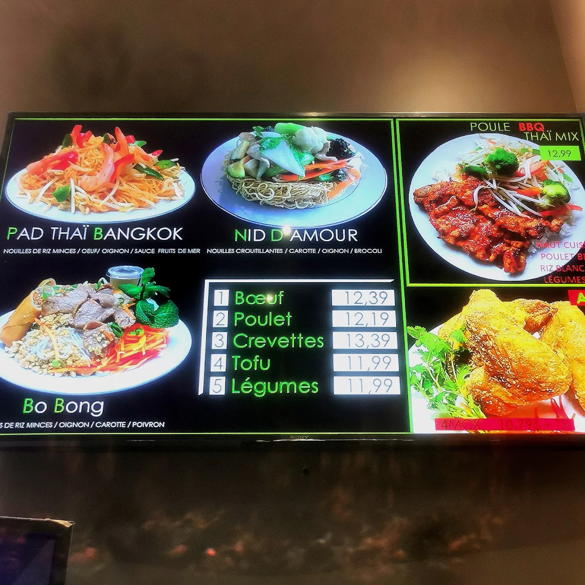 Menu, Thaï Mix Repentigny