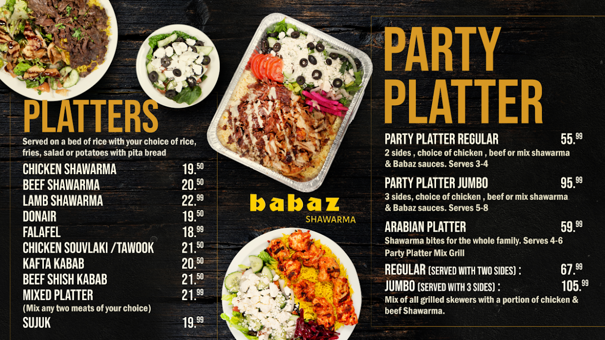 Menu, BABAZ SHAWARMA London - The Original