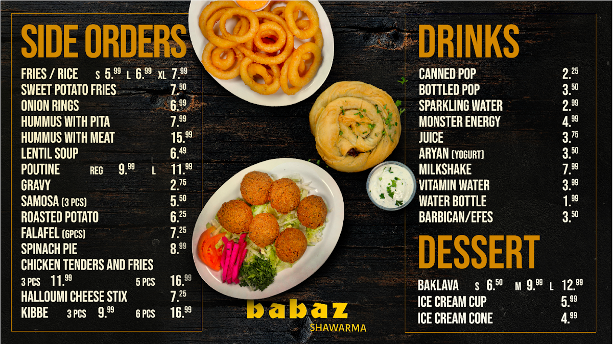 Menu, BABAZ SHAWARMA London - The Original
