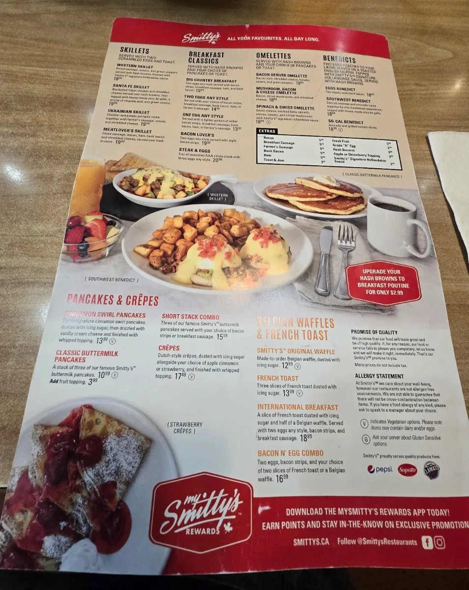 Menu, Smitty's Family Restaurant