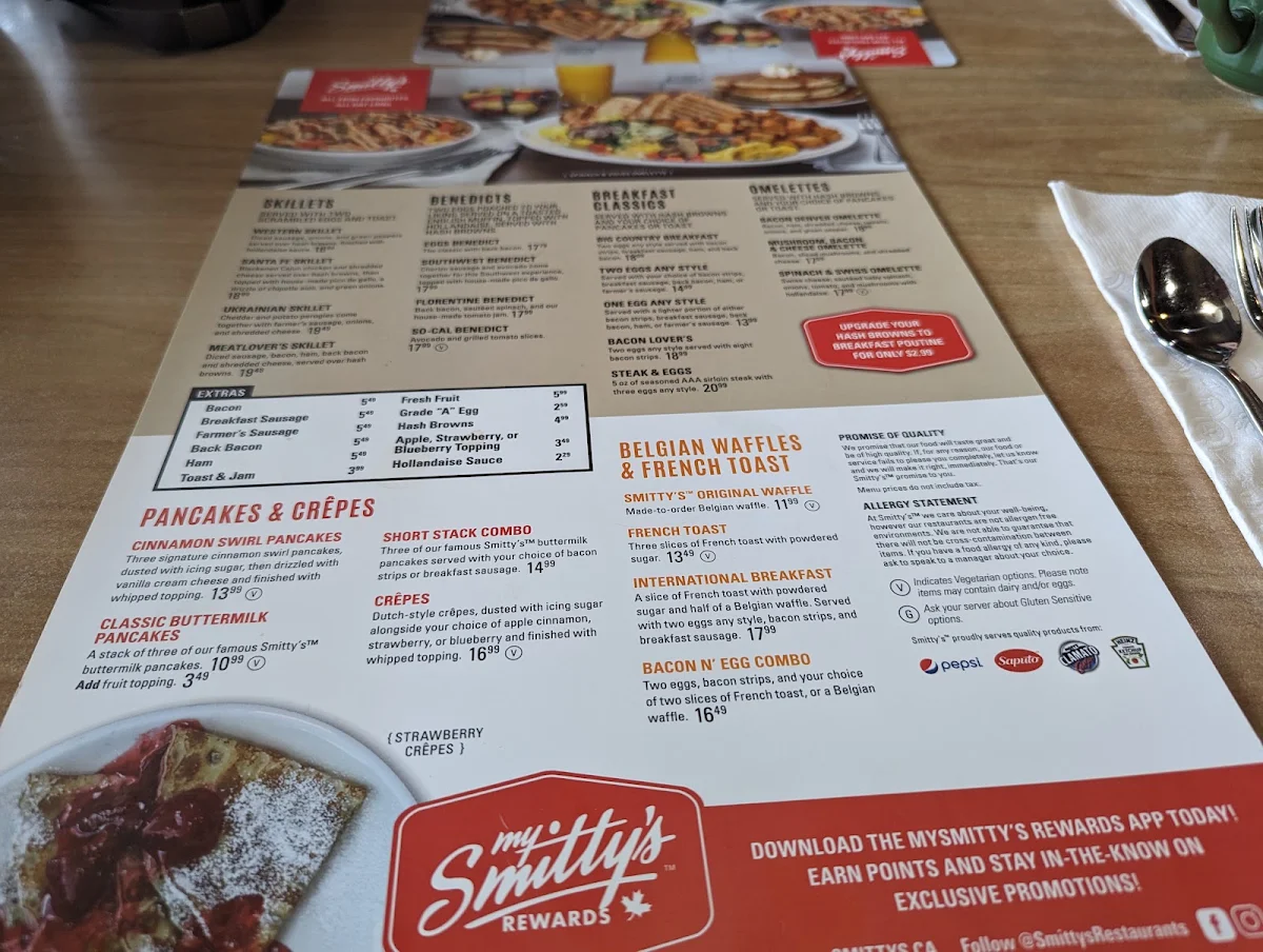 Menu, Smitty's Family Restaurant
