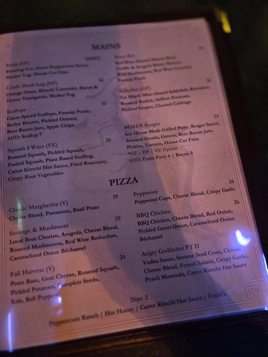 Menu, Boxer - Albertan Kitchen & Bar