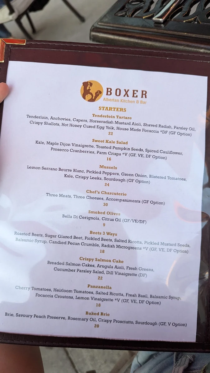 Menu, Boxer - Albertan Kitchen & Bar