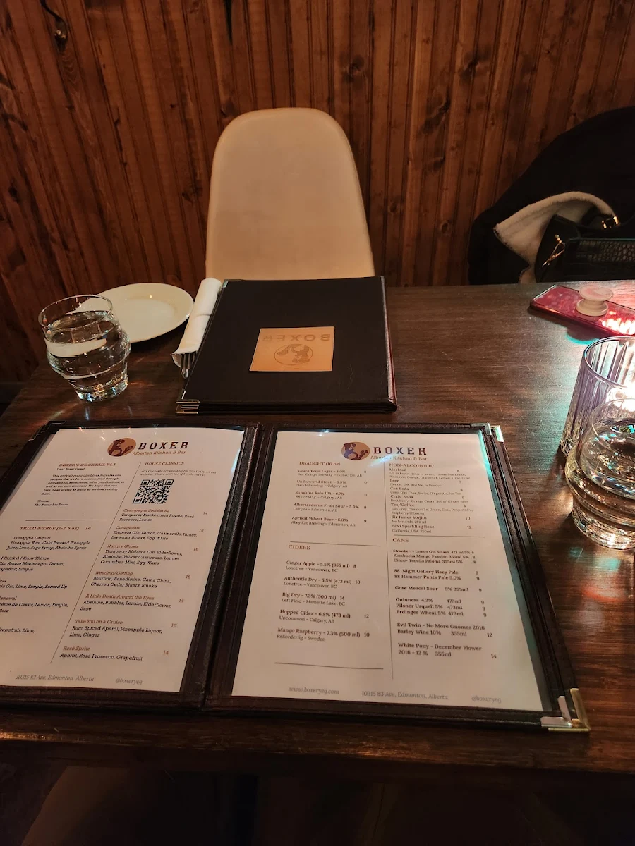 Menu, Boxer - Albertan Kitchen & Bar
