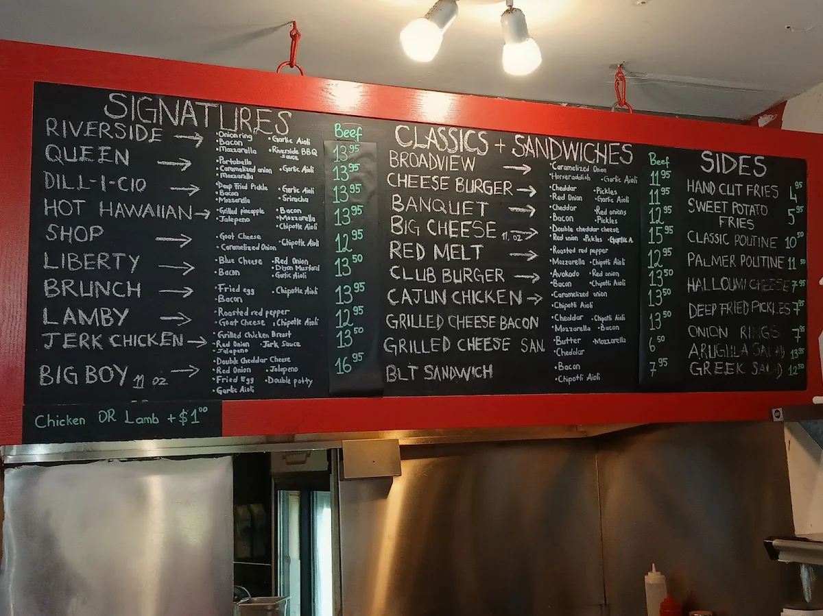 Menu, RIVERSIDE BURGERS