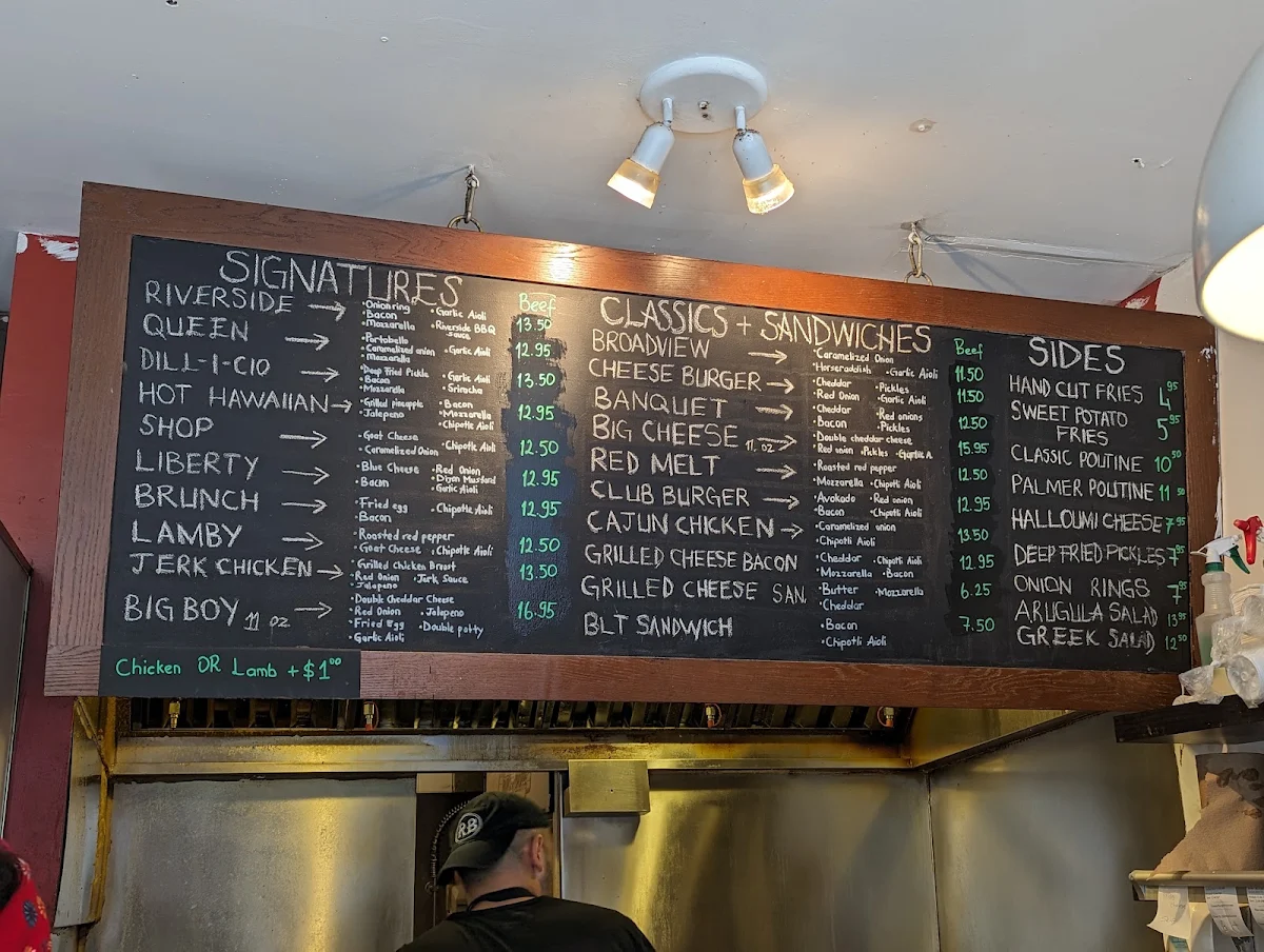 Menu, RIVERSIDE BURGERS